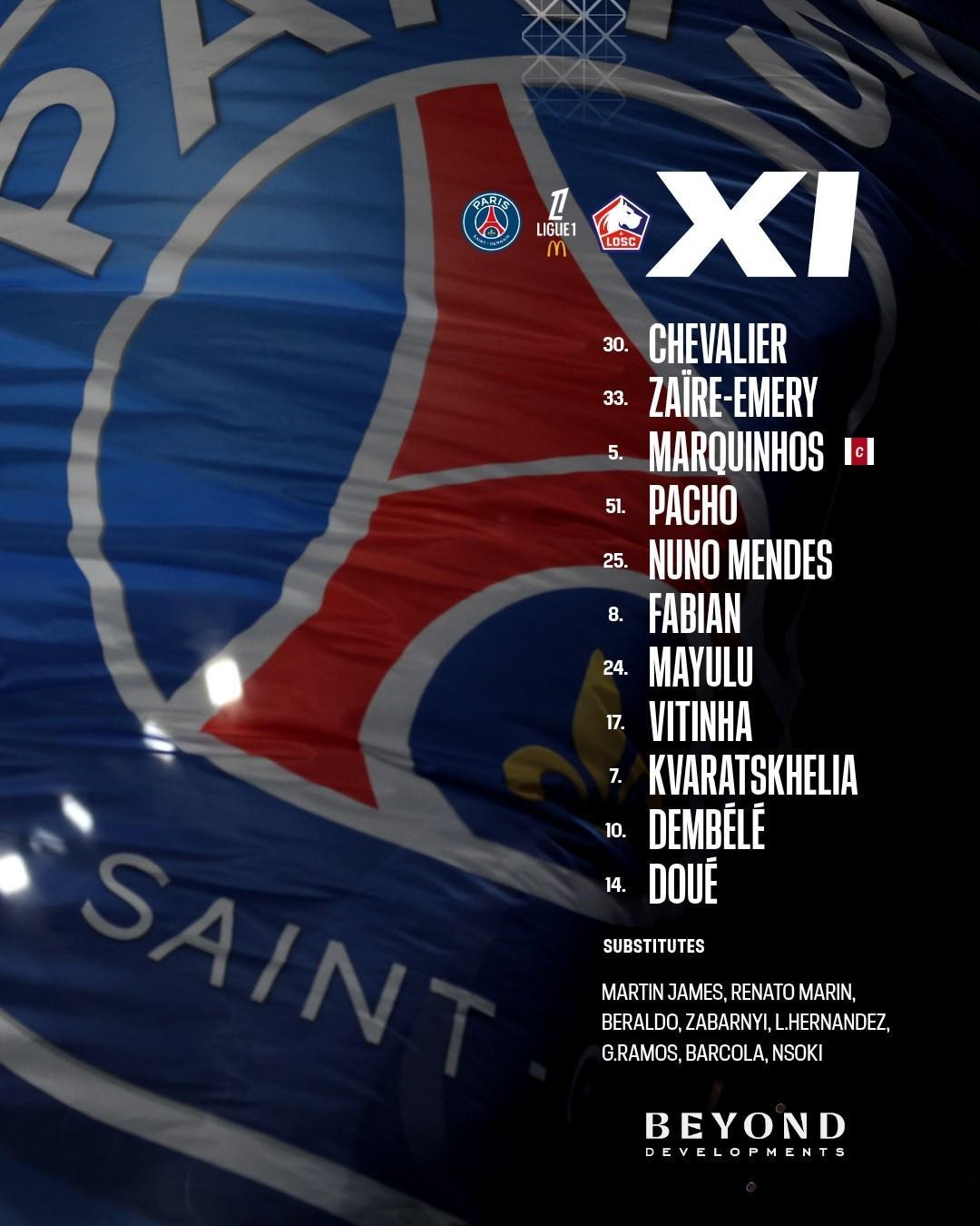 2026世界杯官网安装-巴黎vs里尔：登贝莱、杜埃首发，KK、维蒂尼亚出战